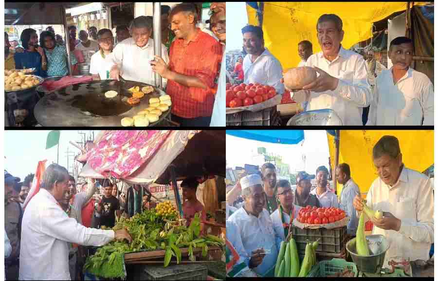 पूर्व मुख्यमंत्री हरदा के अलग- अलग अंदाज, आज बीच सड़क पर बेची सब्ज़ी, टिक्की भी तली