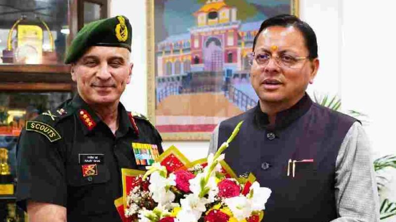 मुख्यमंत्री धामी से मुख्यमंत्री आवास में उप सेना प्रमुख (रणनीति) लेफ्टिनेंट जनरल राजीव घई ने की शिष्टाचार भेंट