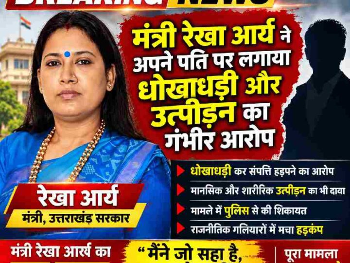 मंत्री रेखा आर्य ने अपने पति गिरधारी लाल साहू पर लगाया धोखाधड़ी और उत्पीड़न का गंभीर आरोप